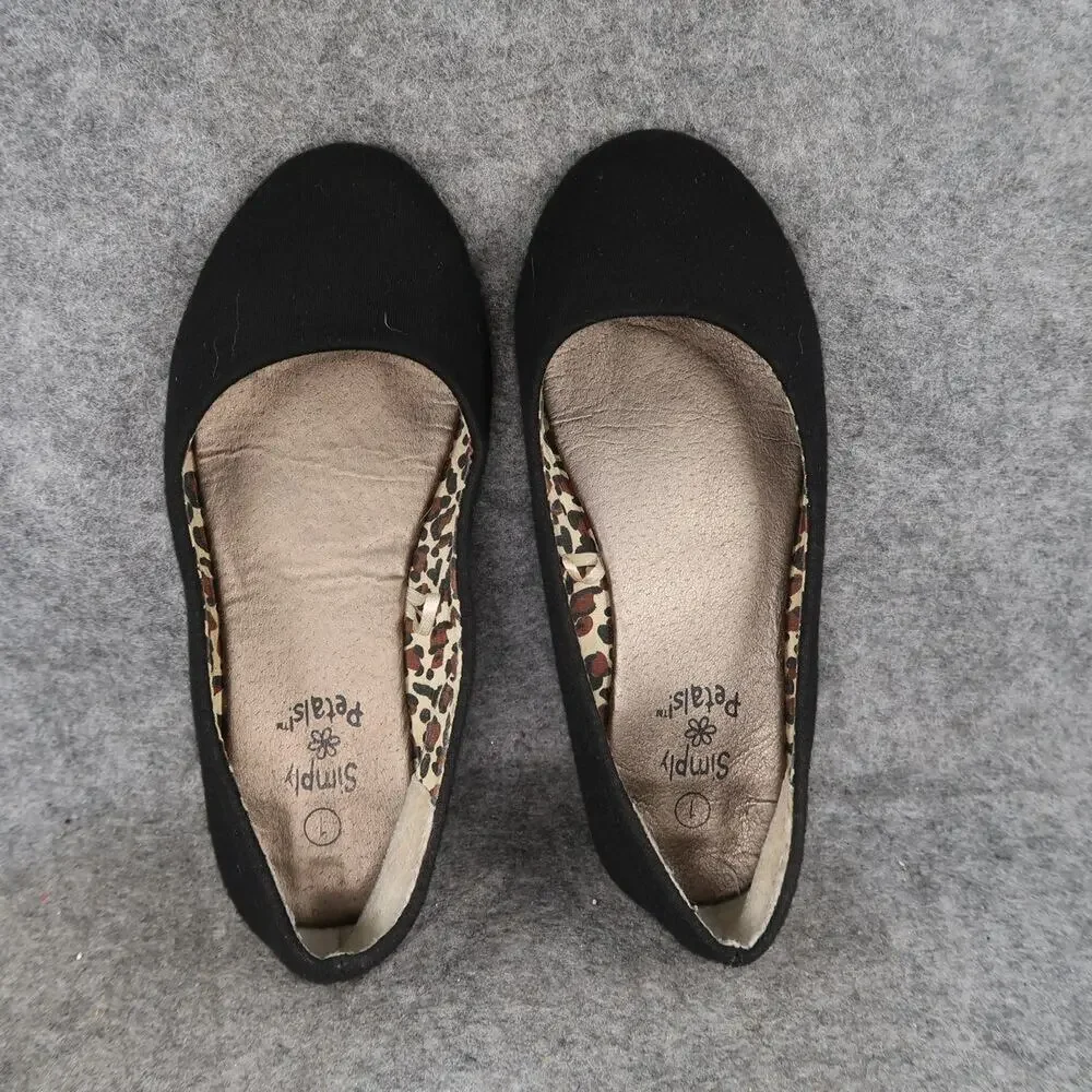 Simply Petals Shoes Kids 1 Ballet Flats Slip On Black Classic Round Toe Girls